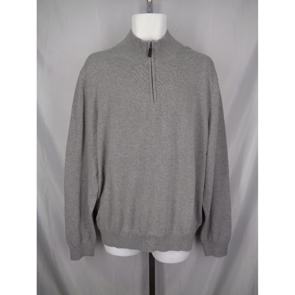 Jos A Bank Traveler Gray Pima Cotton 1/4 Zip Sweater Size XXL Men New